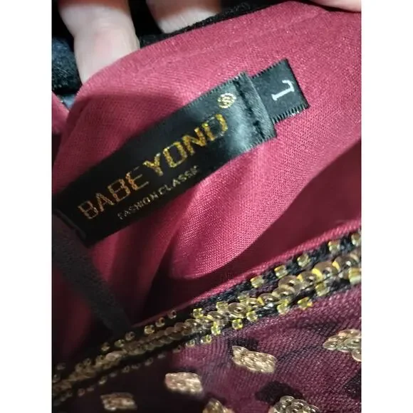 3792) Babeyond 1920 Flapper V neck Sequins Fringe Dress Large - Picture 8 of 9